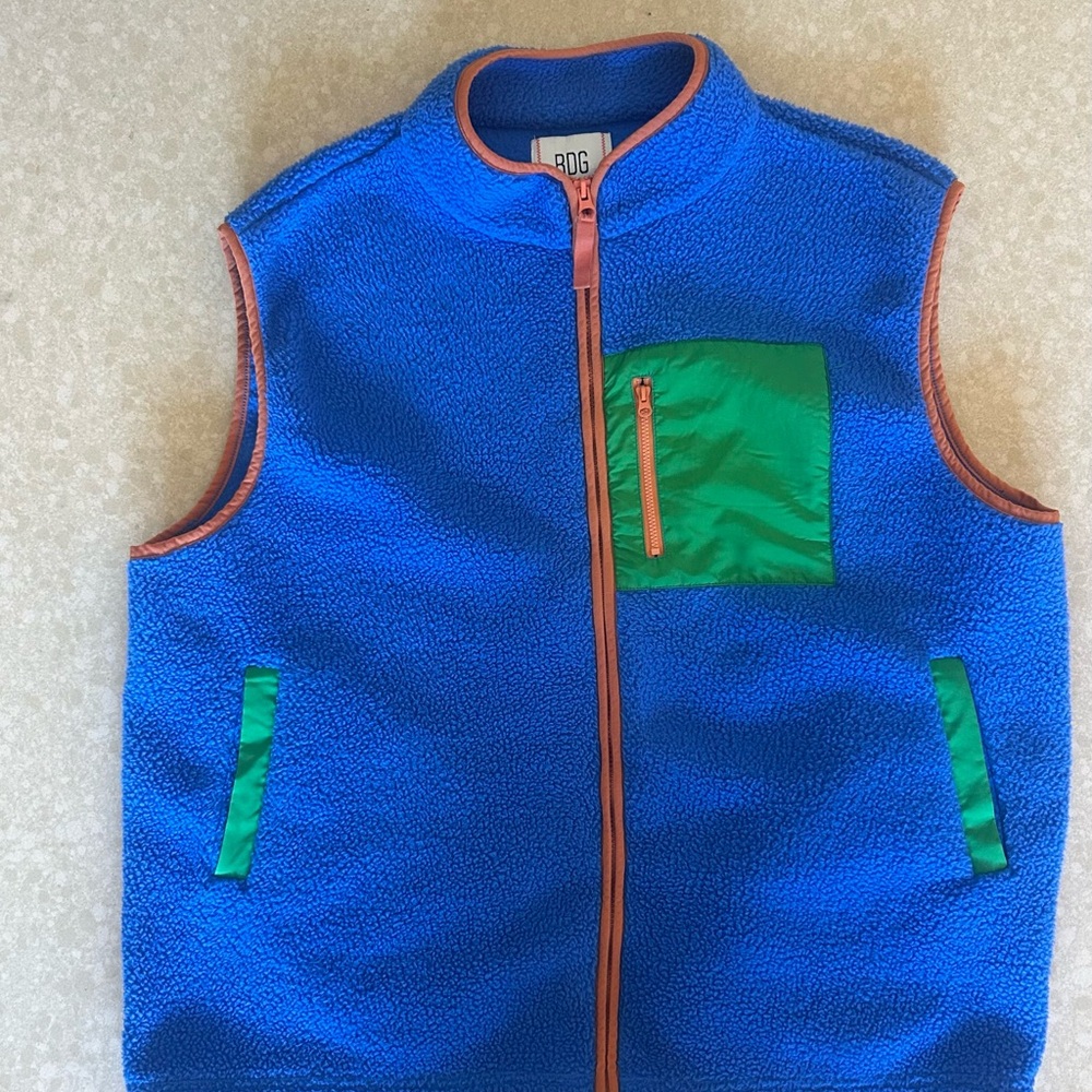 BDG Blue and Green Vest with Orange Accents - Picture 3 of 4